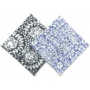 Set of 2 - Cotton Tribal Blue Printed Pocket Square Handkerchief Hanky 12.5"